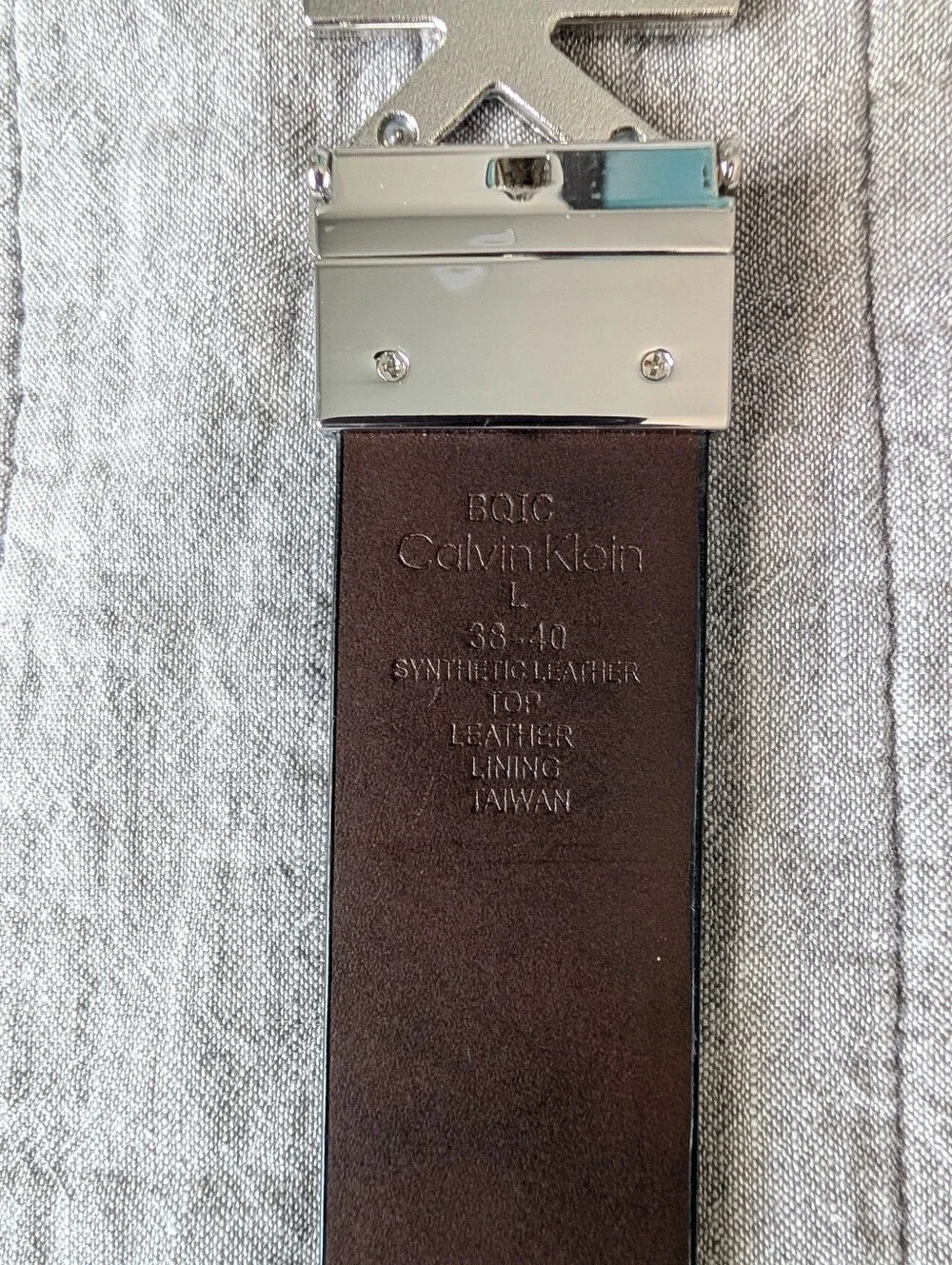 Calvin Klein Silver CK Logo Buckle Men's Belt